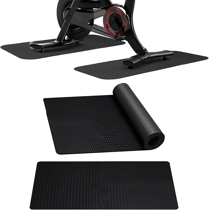 2 Pack Double Non-Slip Workout Mat for Ellipse Leg Exerciser, 23.6" × 11.8" 0.2" Thick Ellipse Machine Mat, Exercise Mats for Under Desk Ellipticals