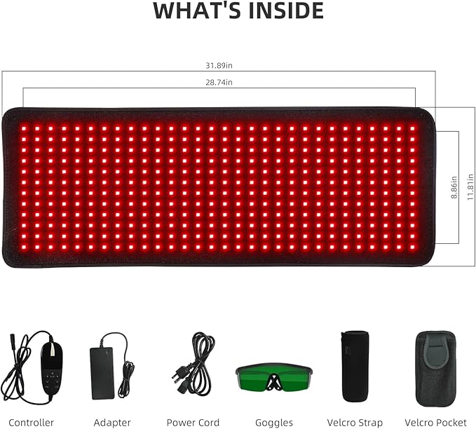 Red Infrared Light Therapy Mat for Body, 31.75" x 11.5" Red Light Pad Upgraded 3 Chips in 1 Beads 360pcs LEDs 660nm 850nm RLT Device for Body Back Shoulder Knee Joint Pain Relief, Ideal Gift