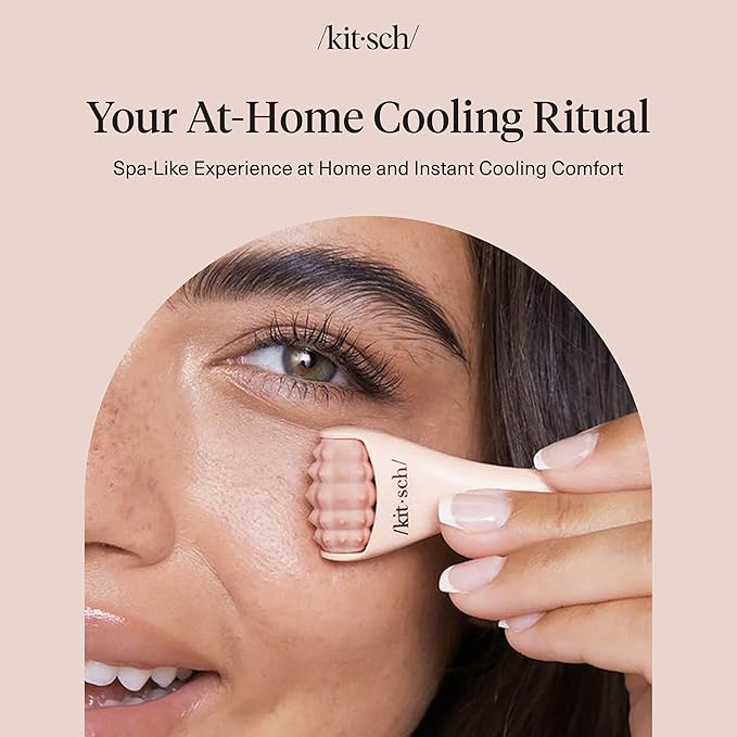 Kitsch Mini Facial Roller & Ice Face Roller Skin Care Tool Set – Stainless Steel Face Rollers to Reduce Puffiness, Redness & Headaches, Great Irritation Relief & Spa-Like Experience Anywhere - Blush