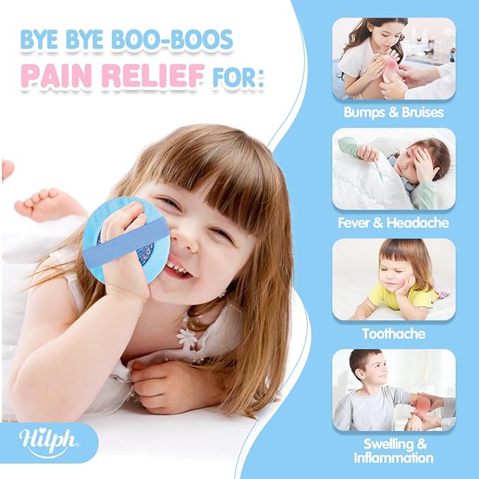 Hilph Kids Ice Pack for Boo Boos - Reusable 4 Toddler Ice Packs With 1 Sleeve for Injuries, Cute Hot Cold Pack for Baby Pain Relief, Bump, Bruise, Wisdom Teech (Unicorn)