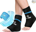 ComfiTECH Dual-Gel Ankle Ice Pack Wrap with Extended 30-Minute Cooling, Detachable Ice Pack & Flexible Reusable Gel Ice Sleeve Brace for Plantar Fasciitis, Achilles Tendonitis, S, 2 Packs