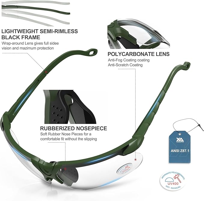 xaegistac Shooting Glasses with Case Anti Fog Hunting Safety Glasses for Adults