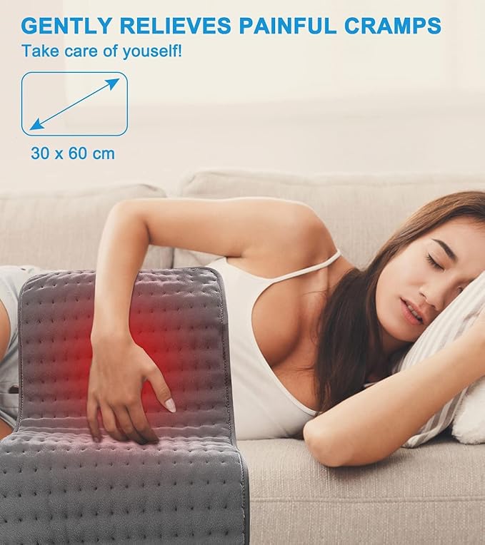 Heating Pad for Back Pain Relief and Period Cramps,Portable Heating Pad for Shoulders and Neck,with 10 Temperature Controllers and 3 Timer Settings,Dry/Moist Heat Therapy,12x24 Inch