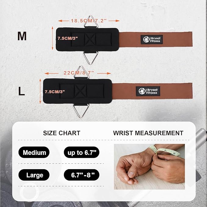 J Bryant Fitness Wrist Cuffs for Cable Machines – Heavy Duty Adjustable Wrist Straps with 7mm Neoprene Padding for Strength Training, Pull Exercises, and Forearm Support