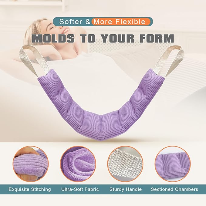 uncn Heating Pad for Neck and Shoulders and Back Moist Small Microwavable Neck Wrap Warmer Weighted Heat Wrap Microwave Heatable Rice Beanbag Cervical Hot Pack Lavender Scented 1.5Pounds