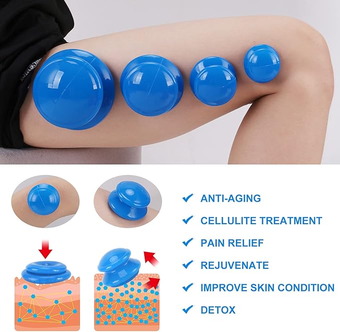 Silicone Cupping Therapy Set, Professional Studio and Home Cupping Set Massage Therapy Cups, Chinese Massage Cups for Cellulite Reduction Cupping Kit, Muscle and Joint Pain Myofascial Cupping Massager