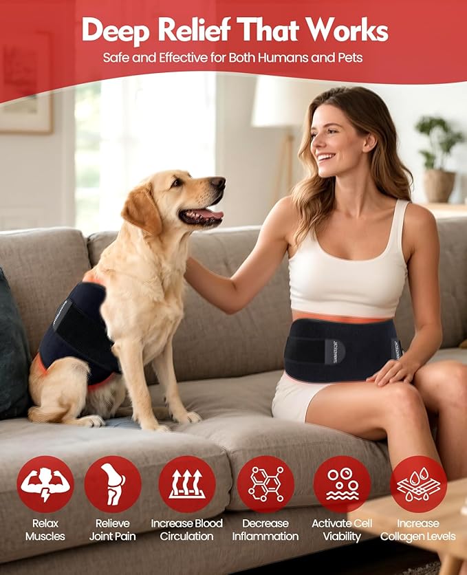 Red Light Therapy Infrared Light Therapy Pad for Body Pain NIR Deep Therapy for Back Knee Hands Feet Relief Portable 660nm 850nm Home Heating Light Therapy Wrap Belt Gift for Women Men
