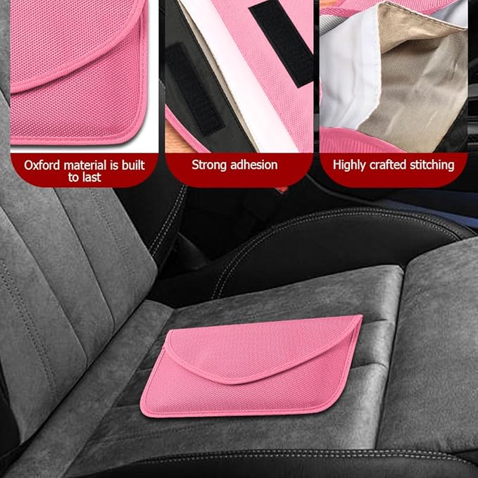 2PCS Faraday Bags for Car Key and Cell Phone, Signal Blocking Bag, Faraday Key Fob Protector, Universal Cell Phone Privacy Card Protection Car Accessories for Anti-Thefting (Pink)