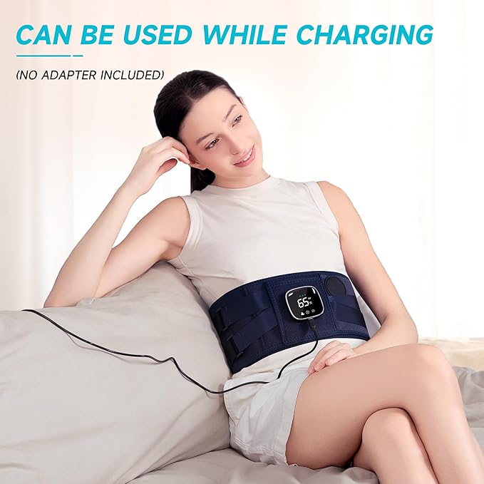 Cordless Heating Pad with Massager for Back Pain Relief, HSA Eligible FSA, 47-60" Lower Portable Back Heating Pad for Cramps with 3 Heat&Timer, 5 Vibration Back Brace Gift for Mother Father Men Women