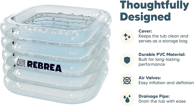 Inflatable Ice Bath Tub -Large Clear See Through -Ice Plunge Tub for Cold Water Therapy - Portable Cold Plunge Tub - Indoor & Outdoor - Inflatable Tub for Adults - Ice Tub for Athletes