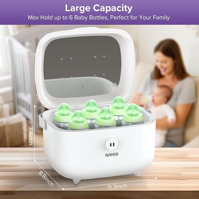 SANSI UV Light Sanitizer Box with 360° UVC Chips, Sanitizes in 5 Minutes 5.1L Large Capacity Sanitizer for Baby & The Whole Family (10W)