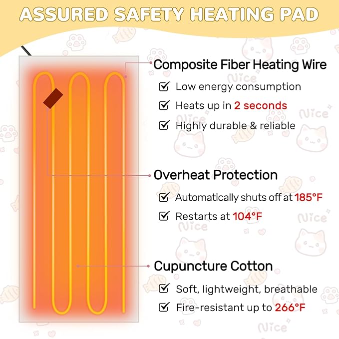 Cat Heating Pad for Period Cramps Menstrual Pain Relief, Portable Electric Heat Pads USB Powered, Cute Cats Plush Stuffed Animals Funny Gifts for Women Teen Girls Cat Lovers Birthday Easter Christmas
