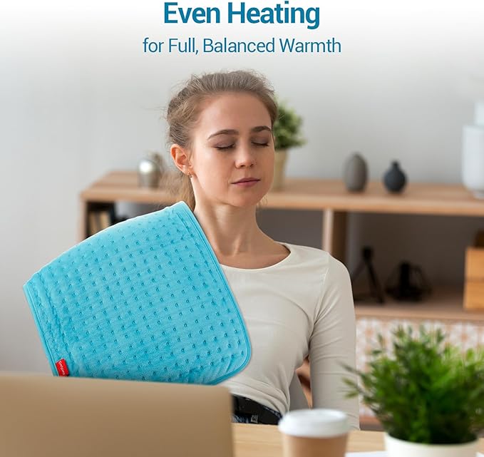 Comfytemp Heating Pad for Back & Period, Electric Extra Large Heat Pad, Birthday Gifts for Women Mom Dad & Mother Day Gift, Moist Neck Shoulder Legs Knee Abdomen Heated Pad Washable, 12"x24", Sky Blue