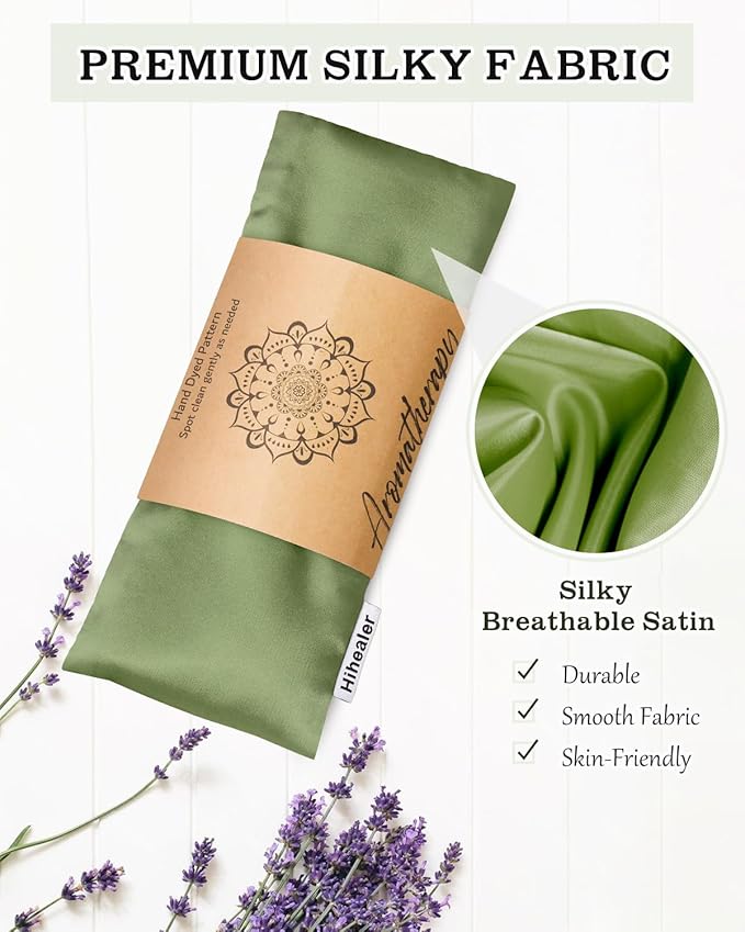 Eye Pillow for Sleeping, Headache Relief, Sinus Pressure, Weighted Eye Mask for Relaxation, Yoga, Moist Heat Eye Compress, Meditation Accessories, Lavender Gift Set for Women (Silk Green 4 Pack)