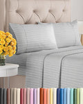 King Size 4-Piece Sheet Set - Extra Soft, Breathable & Cooling - Hotel Luxury Durable Bed Sheets - Deep Pockets, Easy-Fit & Wrinkle-Free - Grey Stripes Oeko-Tex