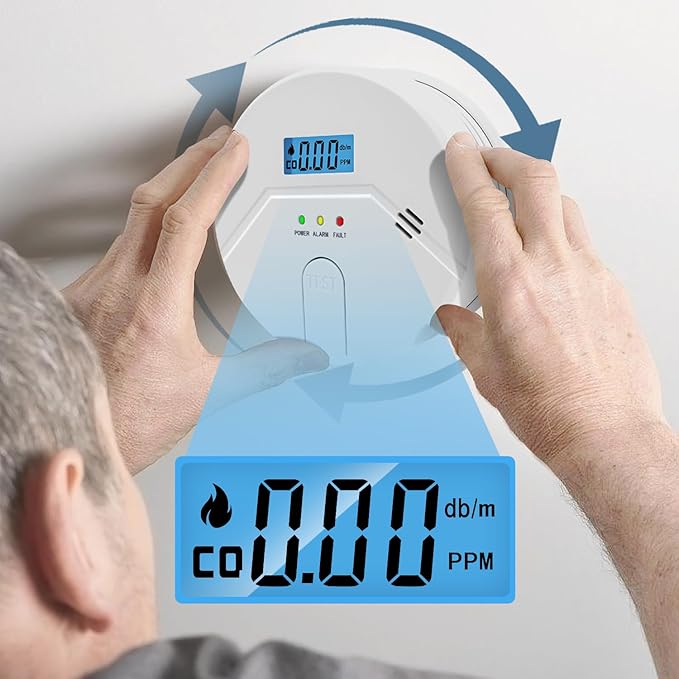 2Packs, Smoke and Carbon Monoxide Detector, LCD Digital Display, 2 in 1 Technology, Easy to Use, 85db Alarm, for Home and Kitchen