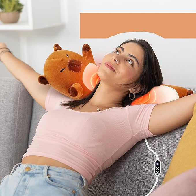 Capybara Heating Pad-USB Heated Plush Stuffed Animals for Period Cramps and Menstrual Pain Relief,20” Portable Electric Heating Pad,Built-Pocket Plushie for Women Mom Girls Birthday Gifts