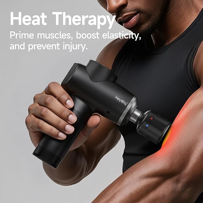 Percussion Massage Gun Deep Tissue with Heat and Cold Head, Portable Handheld Muscle Massager, Percussion Back Body Masajeador 12mm Amplitude for Athletes, FSA Eligible & HSA Approved
