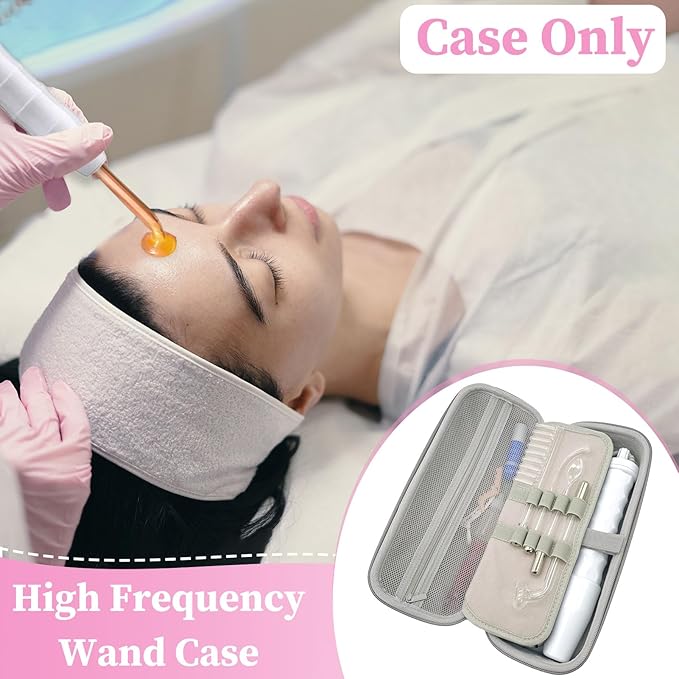 High Frequency Wand Case for Nuderma/Houzzi/Uupas/Titoe,Hard Storage Protective Carrying Case Compatible with Portable Handheld Skin Therapy Wand Machine and Attachments (Case Only)