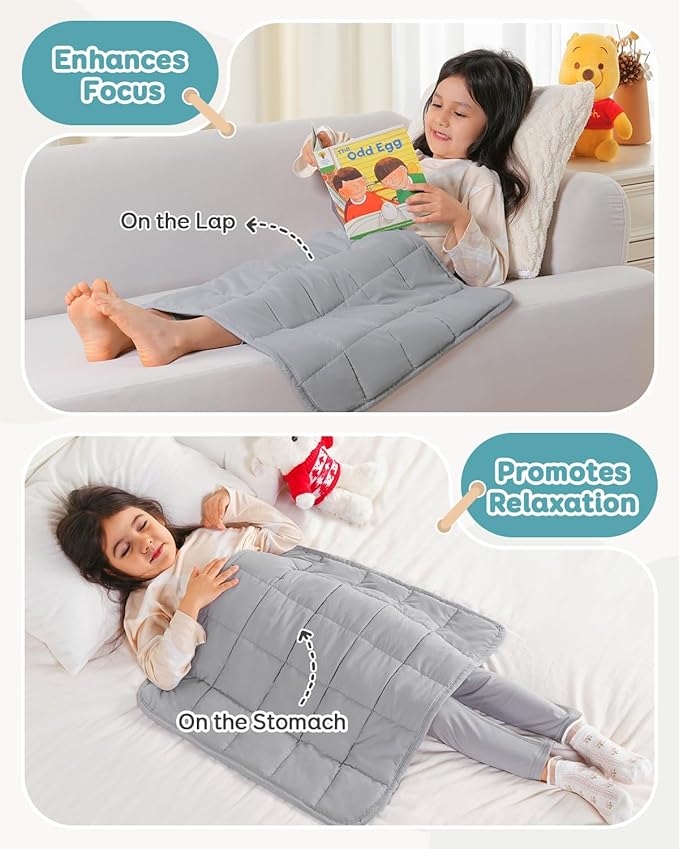 Topblan Weighted Blanket 2 lb, 19" x 21" Weighted Lap Pad, Breathable Microfiber, Premium Glass Bead for Calming, Washable, Grey