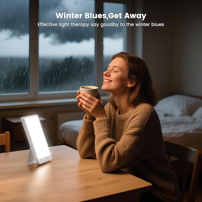 10000 Lux Light Therapy Lamp - Full Spectrum Therapy Light, 3 Color Temperature & Wall Mount, Portable Daylight Lamp for Home & Office, Memory Function & Touch Control.