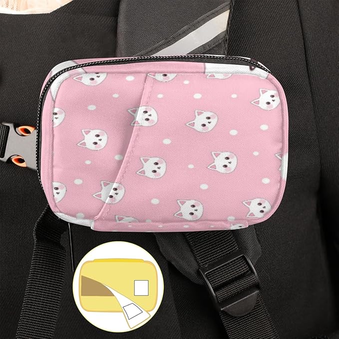 Cute Cat Travel Pill Organizer Bag Portable Weekly Pill Box Travel Medicine Organizer 7 Day Pill Case with Zipper for Daily Travel Family Business