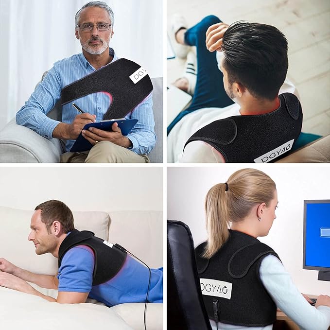 Shoulder Pain Relief Belt Red Light & Infrared Light Therapy Wrap Flexible Wearable Wrap Deep Therapy Pad with Auto Off Timer