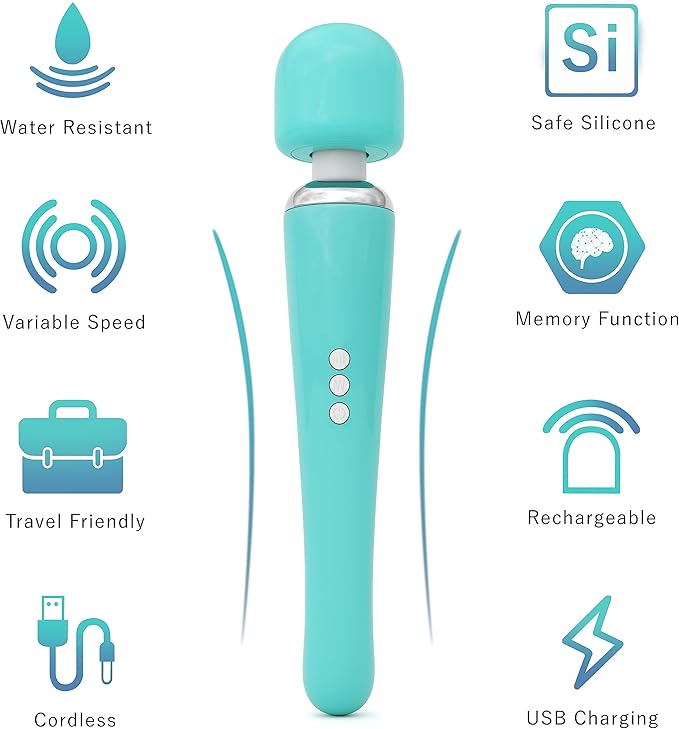 Therapeutic Cordless Massager - Powerful Massage Tool Handheld 8 Speeds 20 Patterns - Rechargeable Hand Massagers for Sore Muscles - Hand Held Massage Tool for Neck & Back