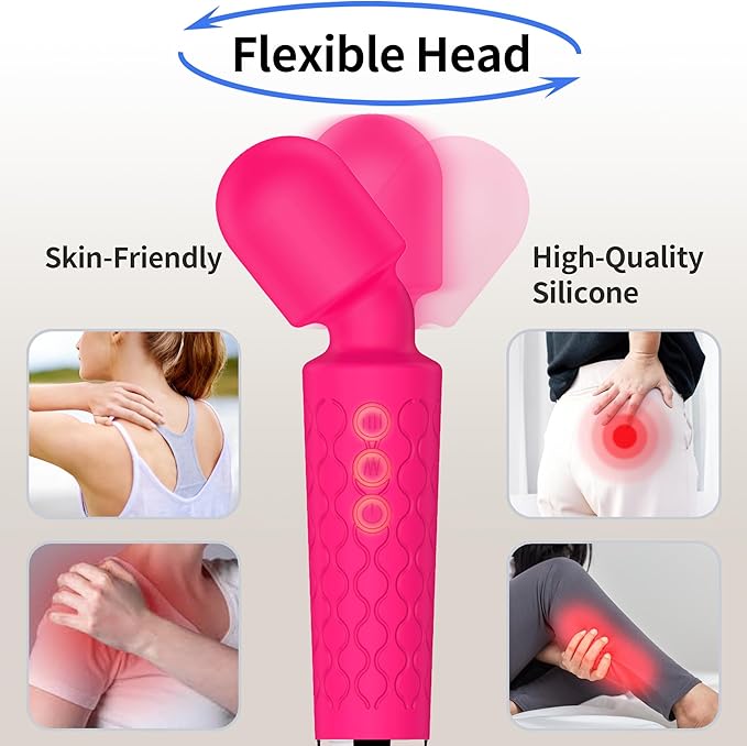 Manual Back Personal Massager - Cordless Massager Stick - Quiet Handheld Body Massager - Deep Tissue Back Massager for Muscle Recovery Pain Relief for Shoulders, Legs, Neck-20 Modes & 8 Speeds
