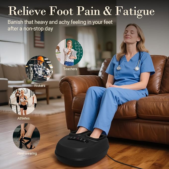 FSA Eligible HSA Foot Massager for Neuropathy, 2026 Upgraded Shiatsu Feet Massager with Heat, Compression, Deep Kneading Relief for Foot Fatigue Relief and Neuropathy, Mother Day Gift (with Remote)