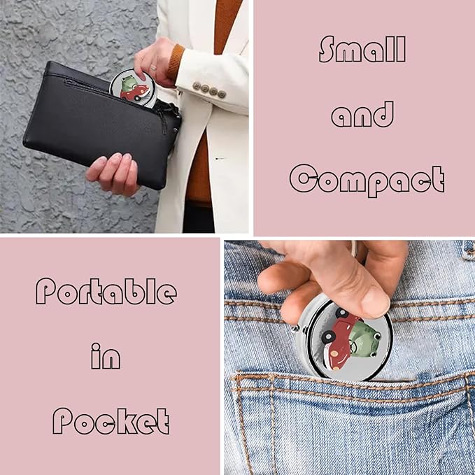 Metal Pill Organizer - 3-Compartment Mini Round Pill Case for Pocket & Purse, Portable Vitamin Holder, Easy-Open Design for Travel - Cute Frog