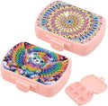C'eitura 2pcs DIY Mandala & Bear Diamond Art Painting Pink Pill Organizer with 6 Lid Detachable Compartments, Fun DIY Craft Project for Adults, Elegant Pill Case for Purse & Travel