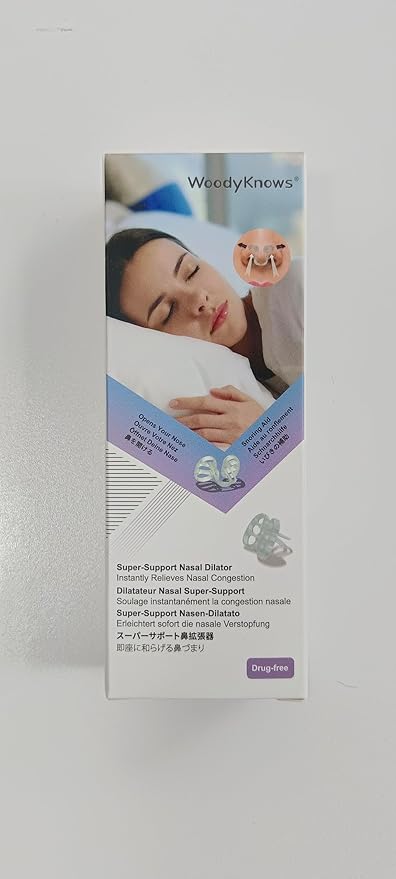 WoodyKnows Super-Support Nasal Dilator, Improves Sleep and Sports Airflow, Nasal Congestion and Nose-Related snoring aid, Uniquely Soft Nose Vents (S 8Pack)