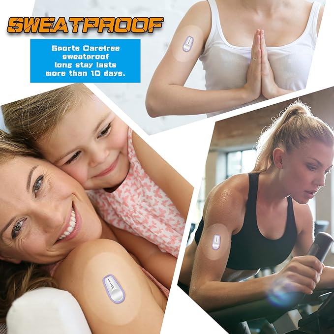 72 Pieces Shower Waterproof Patch Transparent Waterproof Adhesive Patches for Overpatch Transparent Stickers Long Lasting Sweatproof Continuous Glucose Monitor Protection, Blue