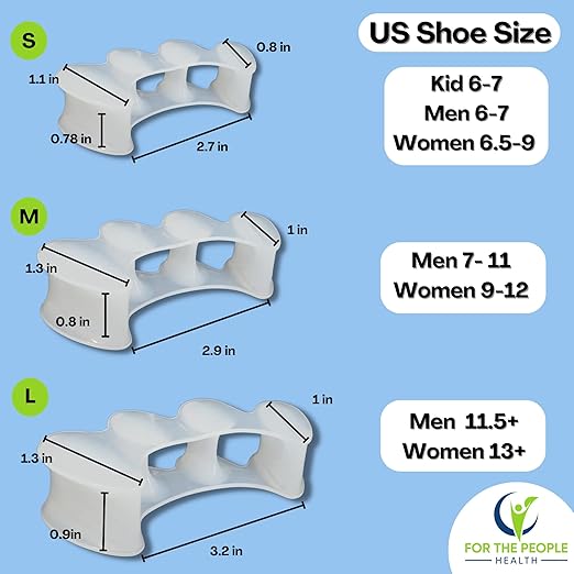 FTP Health Toe Separators - Toe Spacers - Foot Alignment - Strengthening and Balance – Correct Our Toes - For Hammertoes, Bunions, Plantar Fasciitis, Hallux Valgus – Size Medium (1 pair)