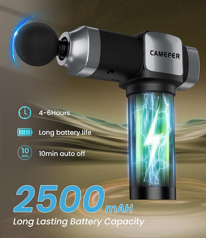 Massage Gun, Deep Tissue Massage Gun for Pain Relief, Handheld Electric Muscle Massager with 30 Speed Level 6 Massage Heads, Carrying Case, Ultra-Quiet Design