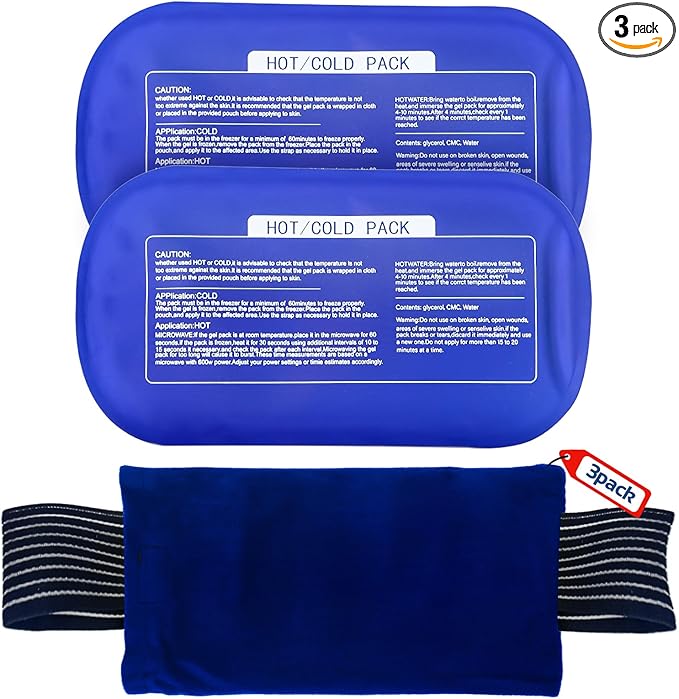 Ice Packs for Injuries Reusable (3-Piece Set) – Hot and Cold Ice Packs for Knee, Reusable Gel Wraps Support, Adjustable Ice Pack Pain Relief for Shoulders, Back Joints Muscles, Knees, Arms and Legs