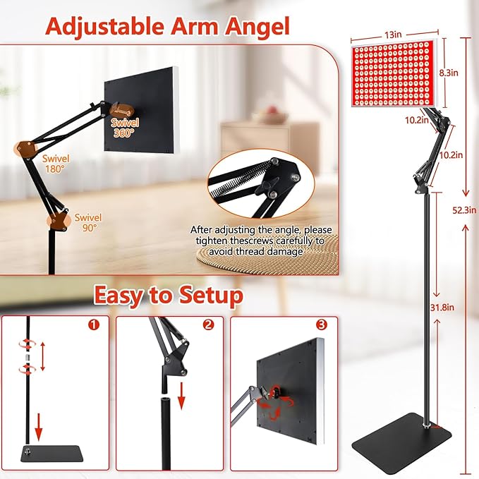 Red Light Therapy for Body & Face | 150 Dual-Wavelength LEDs (660nm Red & 850nm Infrared) Lamp with Adjustable Stand | Full Body Skin Rejuvenation, Muscle Relaxation & Home Pain Relief