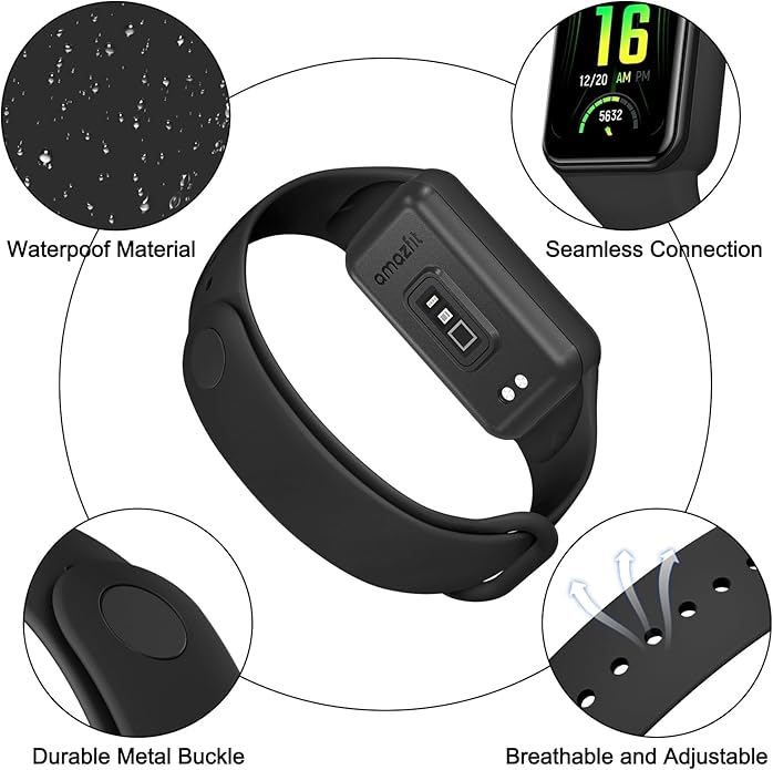 Amzpas TPU Bands for Amazfit Band 7 Fitness & Health Tracker, 3 Pack Soft Breathable Wristband, Adjustable Replacement Sportt Strap for Women Men