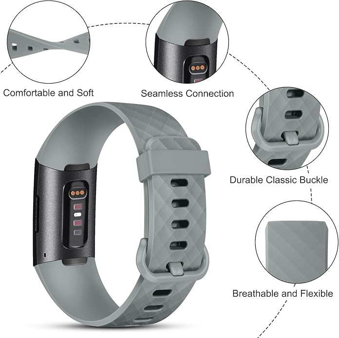 Vancle Bands for Fitbit Charge 4 Bands/Fitbit Charge 3 Bands Women Men[4 PACK], Classic Soft Replacement Sport Straps Wristbands for Fitbit Charge 4 / Charge 3 Fitness & Health Tracker