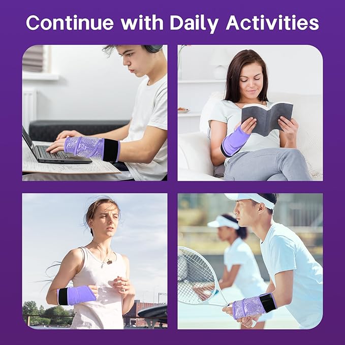 Wrist Ice Pack Wrap for Carpal Tunnel Relief, Gel Ice Packs for Injuries Reusable for Wrist Hand Foot Ankle Knee Leg Pain, Hot Cold Compress Therapy Bandage Surgery Recovery Gifts Men Women (Purple)