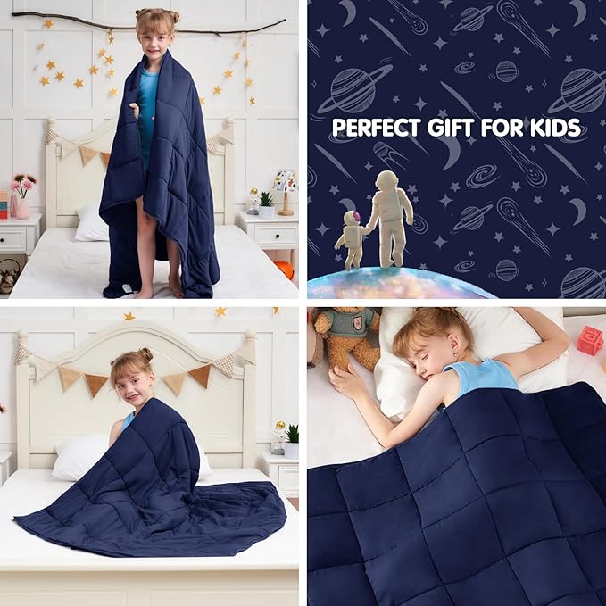 yescool Navy Weighted Blanket 7 Pounds Cooling Weighted Lap Blanket, Heavy Blanket for Sleeping, Weighted Throw Blanket Gifts for 60-80lbs, 40"x60"
