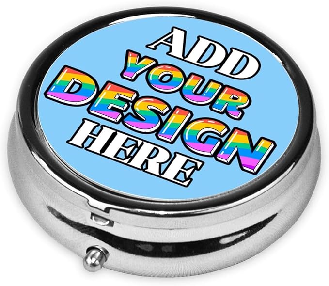 Custom Medicine Pill Organizer, Medicine Pill Box Case Container Travel Pill Holder Vitamin for Purse Med Wallet Portable Mini Pastillero Round, Light Sky Blue, Customized Gifts