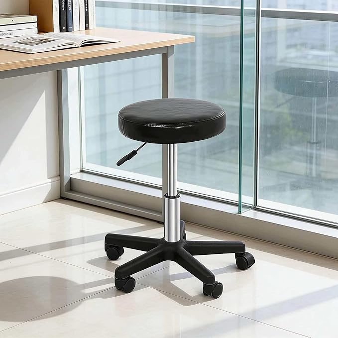 ZENY Adjustable Swivel Stool Chair Hydraulic Rolling Stool for Beauty Salon Massage Spa Medical Tattoo Drafting with PU Leather Cushion(Black - 2 Pack)