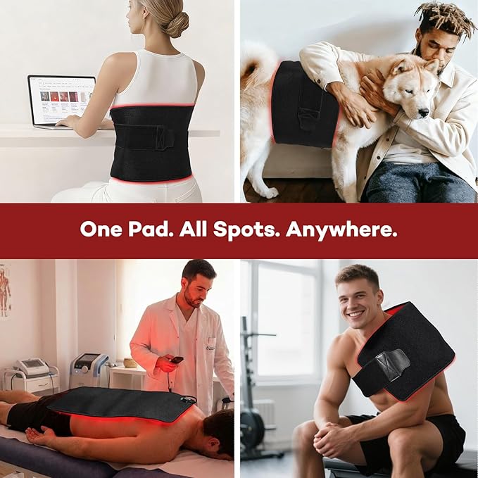 Ezona Red Light Therapy Pad for Body Pain, 24 x 12 inch Large Infrared Light Therapy with 660/ 850nm for Back Relief, High-Output 242 LEDs Light with Remote Control for Shoulder Waist Knee Muscle