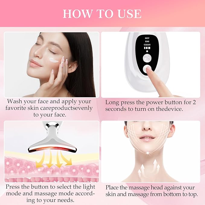 Red-Light-Therapy-for-Face and Neck-Eye-Head Massager,7 Colors Skin Rejuvenation Lifting Facial Massager for Toning,Glow Boost，Wrinkle for Birthday,Christmas,Mothers Day,Valentines Day Gifts (Black)