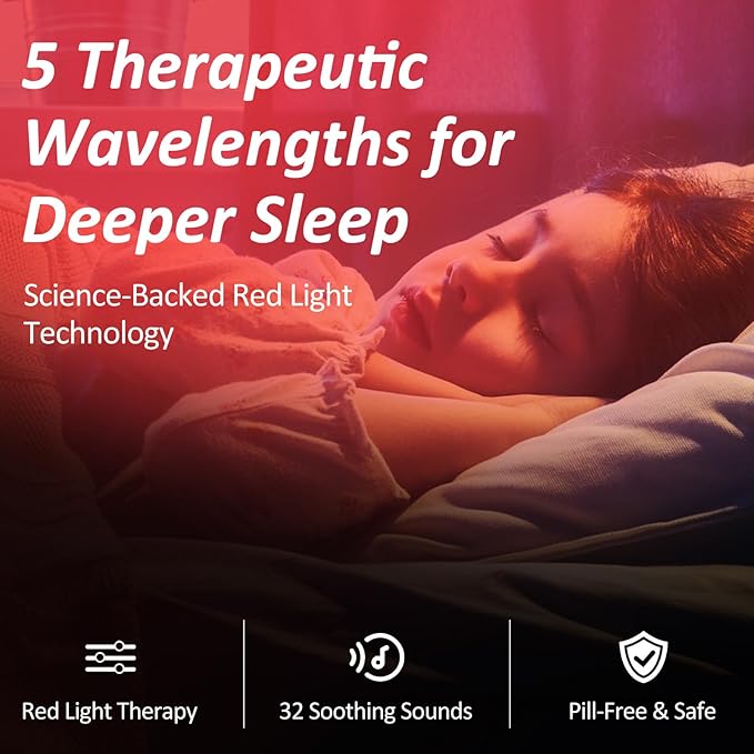 Red Light Therapy Sleep- 5 Level Red Night Light (620-690nm) for Melatonin Support, Smart APP with Sleep Sounds for Deep Relaxation, Bedroom Sleep Light for Adults Kids