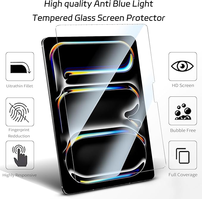 ZenRich [2 Packs] Anti Blue Light Screen Protector for iPad Pro 11 Inch M5 2025/ M4 2024 – 9H Hardness Tempered Glass, HD Clarity, Eye Protection, Scratch Resistant, Bubble-free
