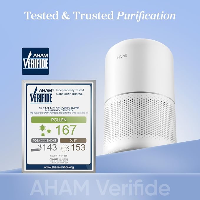 LEVOIT Air Purifier for Home Allergens Pets in Bedroom, Covers Up to 1073 ft² by 56W High Torque Motor, AHAM VERIFIDE, 3-in-1 Filter, HEPA Sleep Mode, Remove Dust Smoke Odor, Core300-P, White, 2 Pack