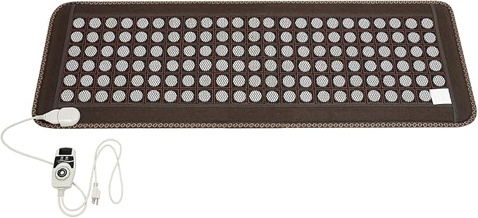 20 x 59 Inch Infrared Heating Pads for Full Back, 138 Pieces Natural Jade Electric Heating Pad for Back Neck Shoulder Fast Pain Relief (Brown)